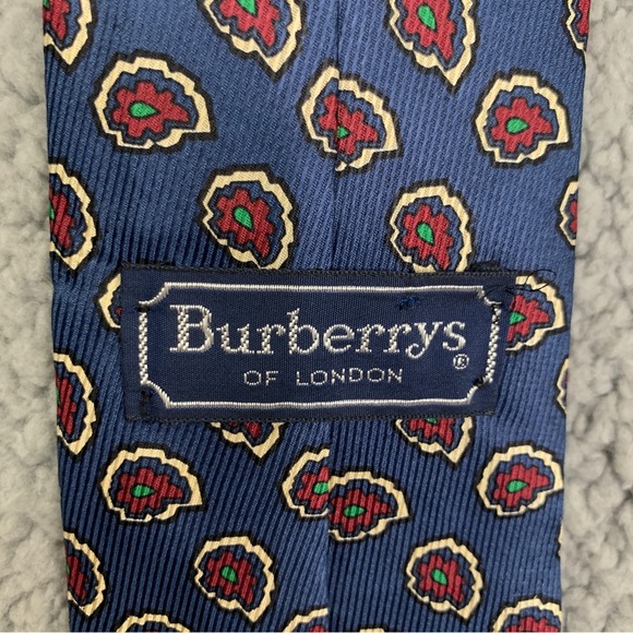 Burberry Other - Vintage Burberry Men’s Necktie - Navy Blue/Red Paisley Print, 59”L x 3.5”W
